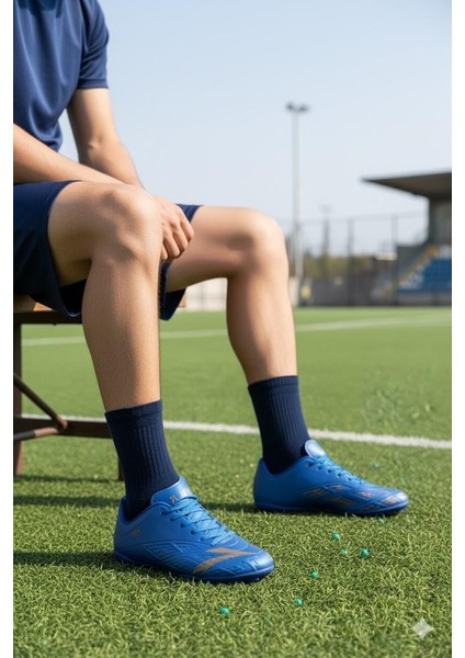 Titan Saks Mavi Orjinal Ürün Çim Saha Halı Saha Erkek Futbol Ayakkabı