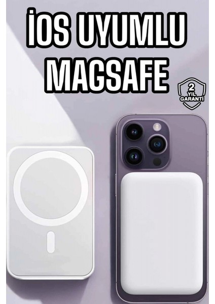 5000 Mah Ios Uyumlu Magsafe Kablosuz Şarj Hızlı Şarj Desteği