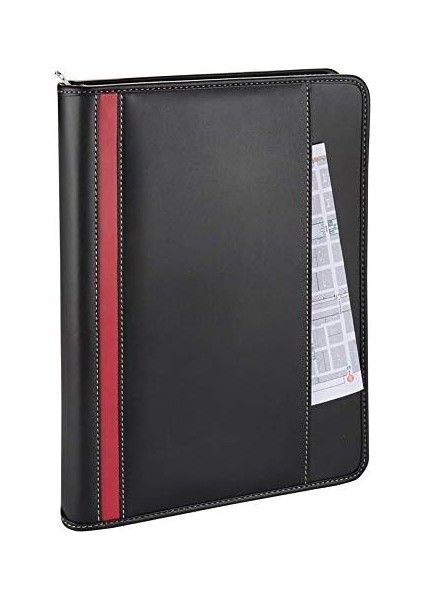 555-1 Sekreterlik A4 Hesap Makineli El Portföyü Fermuarlı Çift Mekanizmalı Deri Sekreter Notluğu, Siyah fiyatları