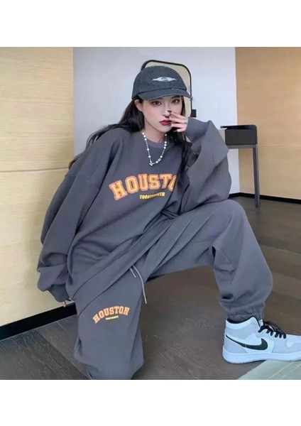 Punıx Büyük Beden Oversıze Hip Hop Houston Baskılı Yüksek Kalite Trend Kadın / Kız Eşofman Takımı fiyatları