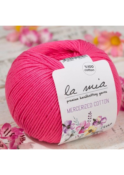 La Mia Mercerized Cotton Koyu Pembe El Örgü İpi - 35 - 33595