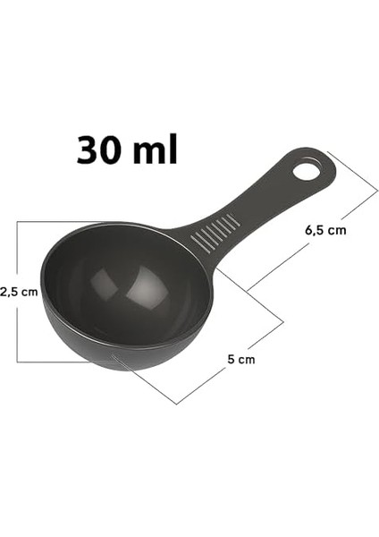 6'lı Gri Ölçü Kaşığı Seti (2 x 3’lü Takım) – 30 ml Plastik Gıda Ölçüm Kaşığı – Kahve, Mama, ve Toz Karışımlar Için Gıda Temasına Uygun Pratik Plastik Kaşık modelleri