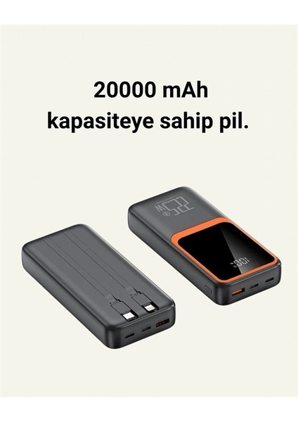 Taşınabilir Şarj Cihazı 20000 Mah | 22.5W Hızlı Şarj + Dijital Ekran + Kablo Dahil