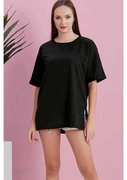 Yırtmaçlı Duble Kol Geniş Bisiklet Yaka Oversize Sweatshirt fiyatları