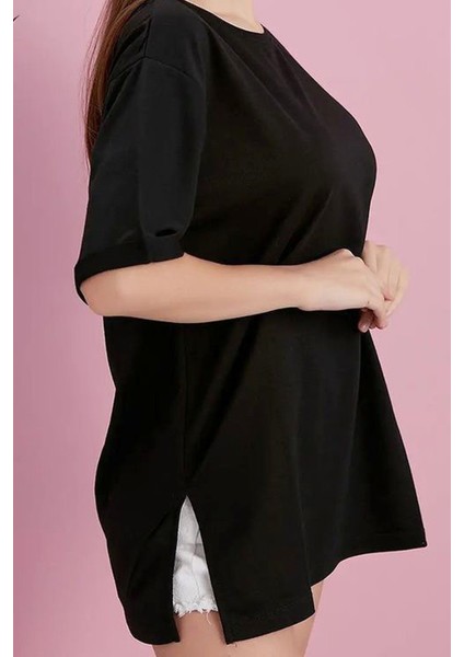 Yırtmaçlı Duble Kol Geniş Bisiklet Yaka Oversize Sweatshirt fırsatları