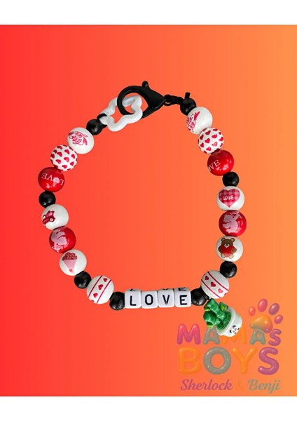 Love Yazılı Bambu Charmlı Sevimli Köpek Kolyesi/tasması