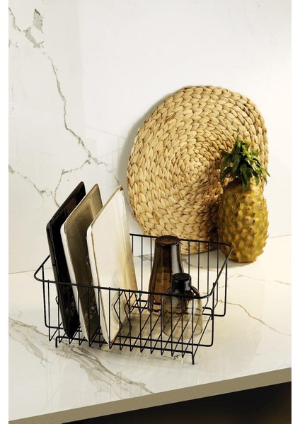 Haus Ömür Boyu Paslanmaz Bulaşıklık Bulaşık Sepeti Tek Katlı Tabaklık Siyah