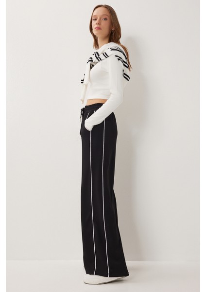 Kontrast Şeritli Modal Eşofman Altı LKB0015 Siyah