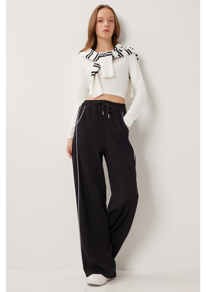 Kontrast Şeritli Modal Eşofman Altı LKB0015 Siyah modelleri