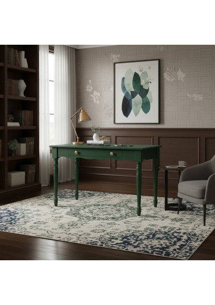 120 cm Masif Yeşil Tornalı Çalışma Masası