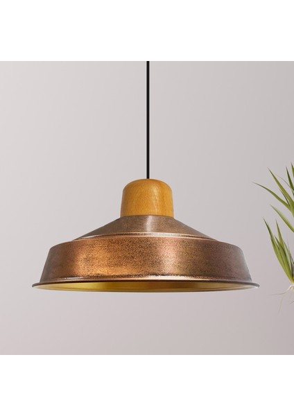 Asaletli Patina Tekli Avize Ahşap Başlık Retro Sarkıt Lamba Restoran Salon Aydınlatma