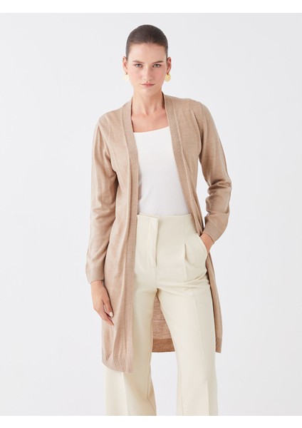 Yeni Sezon Şal Yaka Düz Uzun Kollu Kadın Triko Hırka