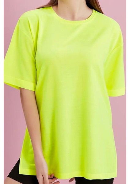 Yırtmaçlı Duble Kol Geniş Bisiklet Yaka Oversize Sweatshirt