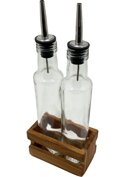 Ahşap Doğal 2li Yağdanlık ve Sosluk Ahşap Cam Set Takımı(Set)(Kiraz)(Uzun Başlık) modelleri