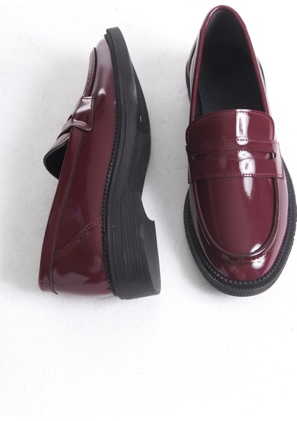 Bordo Şık Tasarım Loafer Ayakkabı modelleri