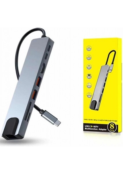 8 Portlu Macbook Çevirici Type C Hub Sd Tf USB Çoğaltıcı Ethernet fırsatları