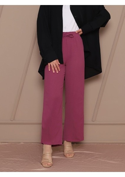 Beli Lastikli Bağcık Detaylı Ayrobin Pantolon -Mürdüm fiyatları