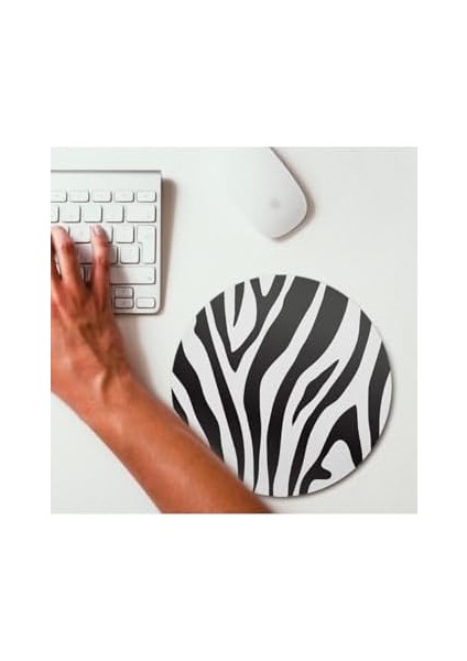 Şık Zebra Desenli Yuvarlak Mouse Pad - Mousepad - Mouse Pad - Fare Altlığı fiyatları