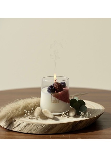 Çilekli Panna Cotta & Orman Meyveleri Aromalı Gourmet Mum - Dekoratif Cam Bardak