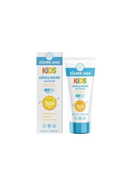 Zühre Ana Kids Çocuk Güneş Kremi Spf 50+ Uva Uvb Leke Karşıtı Yüksek Koruma + E Vitamini 50 ml