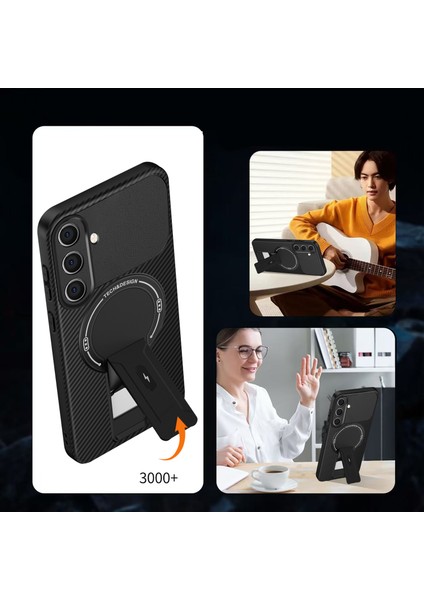 Samsung Galaxy A15 5g/4g Için Manyetik Kılıf, Karbon Fiber Tasarım, Standlı Tpu Hibrit Telefon Kılıfı, Kahverengi (Yurt Dışından) fiyatları