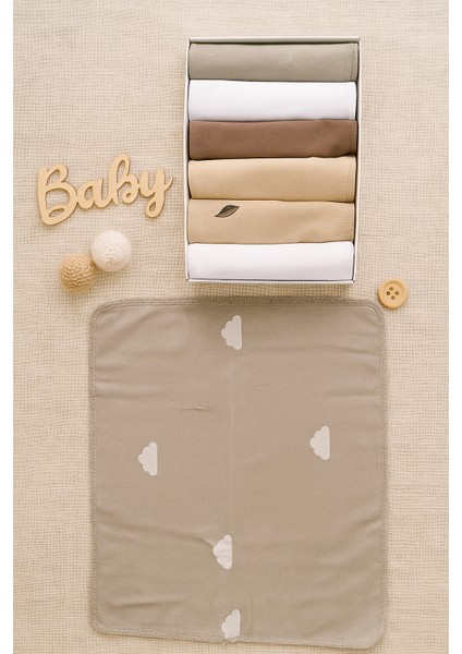 Özel Seri 7'li %100 Pamuklu Bebek Ağız Silme Mendili Bebek Mendili