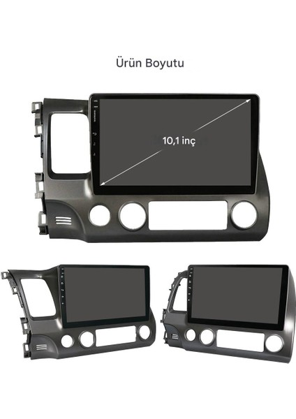 Honda Civic Wifi Gps Carplay 10.1 Inç 4+64GB Kamera Multimedya Navigasyon Sistemi - 2007-2011 Model modelleri