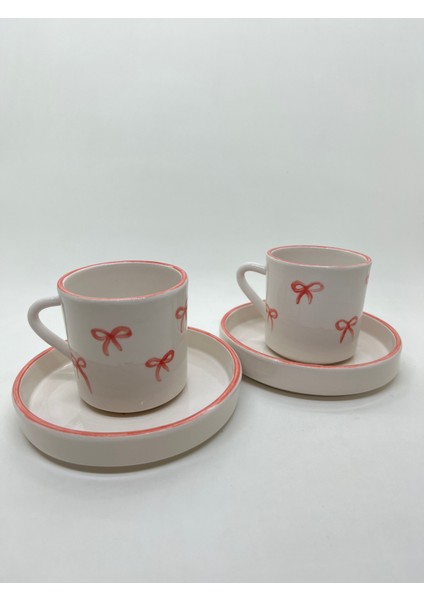 El Yapımı Seramik Fiyonk Desenli 2'li Türk Kahvesi Fincan Takımı fiyatları