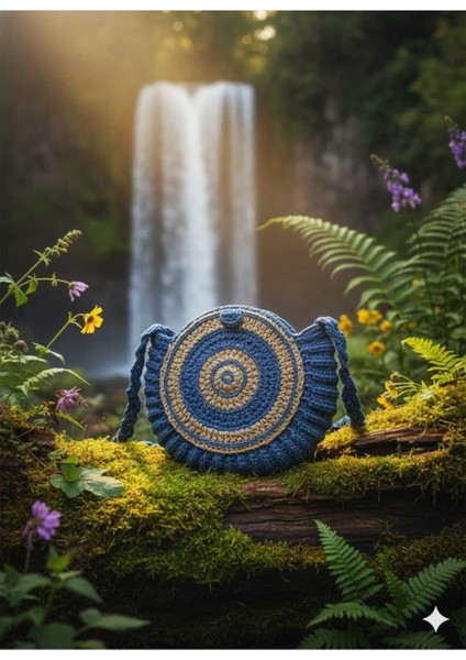 Nazar Desen Kağıt Ip Tığ Işi El Örgüsü Çanta