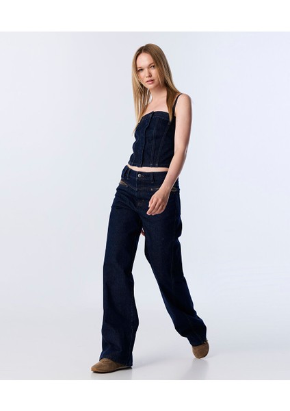 KUMAŞ MIX WIDE LEG JEAN PANTOLON TW6250018024629