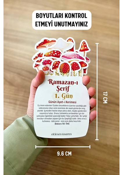 Ramazan Takvimi, Günün Ayet-I Kerimesi, 15 Yapraklı Arkalı Önlü Tasarım, Ahşap Tutuculu fiyatları
