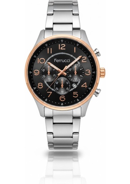 Erkek Kol Saati Altın ve Gümüş Renk, Siyah Kadran - Şık Metal Kordon, 2 Yıl Garantili