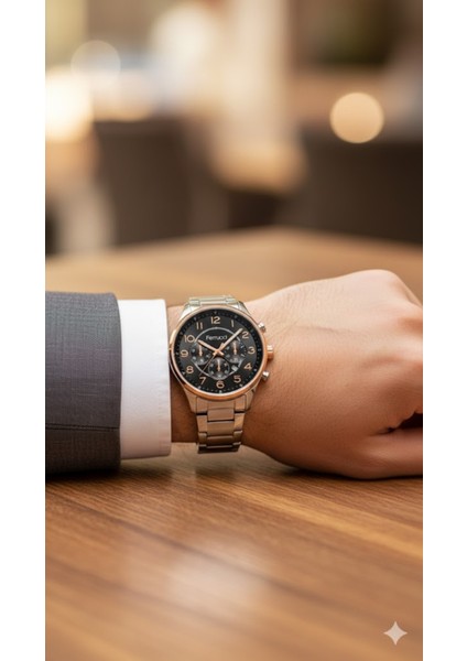 Erkek Kol Saati Altın ve Gümüş Renk, Siyah Kadran - Şık Metal Kordon, 2 Yıl Garantili modelleri