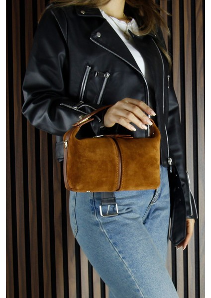 Taba Hakiki Dana Süet Fermuarlı Askılı Iç Cepli Orta Boy Günlük Omuz Çantası modelleri