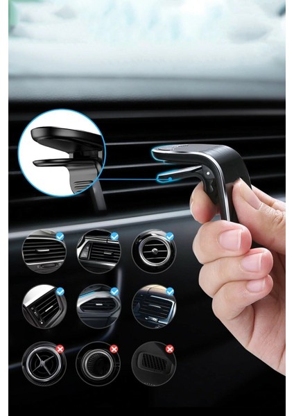 Audi Volvo Jeep Bmw Uyumlu Oto Araba Mıknatıslı Telefon Tutucu Klima Izgara Araç Içi Tutacağı Siyah indirimleri