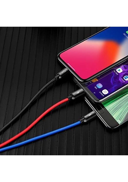 3 In 1, Için Şarj & Aktarım, Micro USB & Usb-C Için Şarj Kablosu, 0.3 Metre, Siyah fiyatları