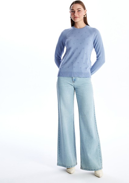 Yeni Sezon Bisiklet Yaka Çiçekli Kadın Triko Kazak modelleri