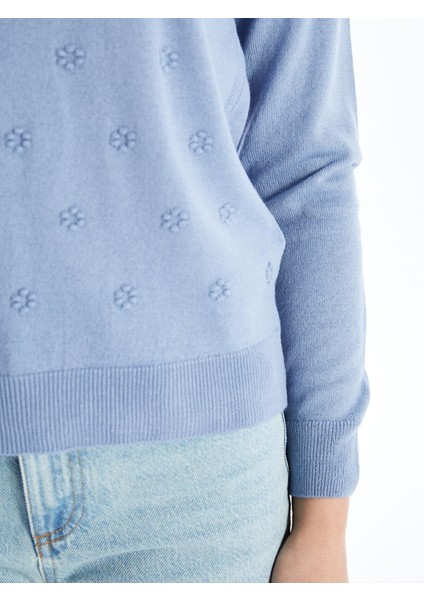 Yeni Sezon Bisiklet Yaka Çiçekli Kadın Triko Kazak fırsatları