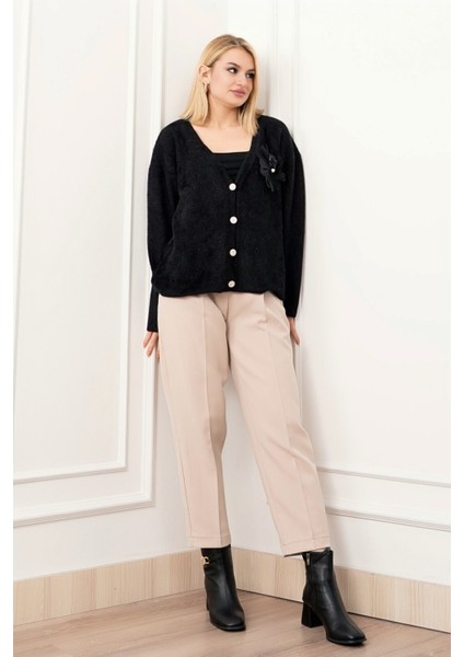 Flora Rose Gül Detaylı Sakal Yün Hırka 25301 modelleri