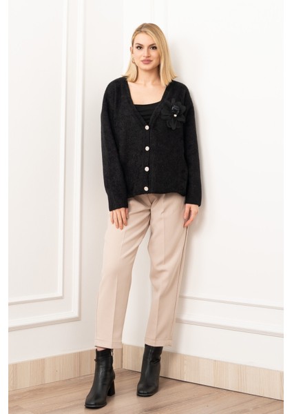 Flora Rose Gül Detaylı Sakal Yün Hırka 25301 fırsatları