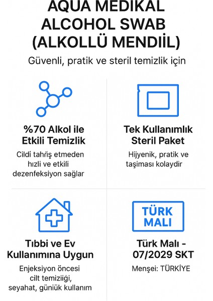 Alkollü Mendil Swab %70 Ethyl Alcohol Içerikli 100'LÜ Kutu fiyatları