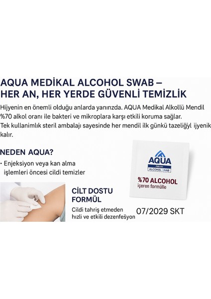 Alkollü Mendil Swab %70 Ethyl Alcohol Içerikli 100'LÜ Kutu modelleri