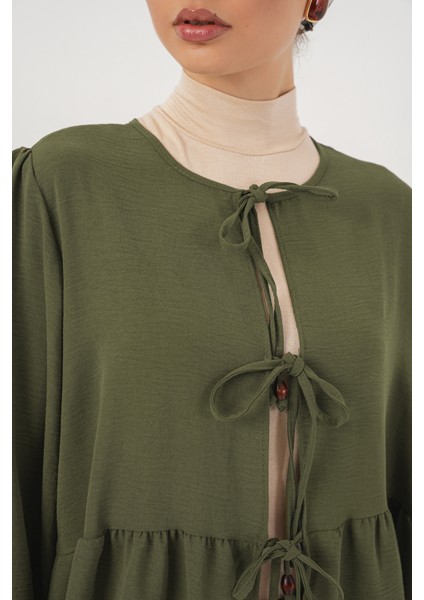 Kadın Önü Bağcıklı Tunik Pantolon Ikili Takım 6744 - Haki fiyatları