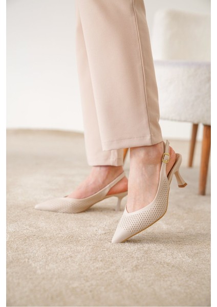 Lassie Arkası Açık Lazer Delikli Kadın Topuklu Ayakkabı