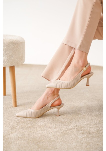 Lassie Arkası Açık Lazer Delikli Kadın Topuklu Ayakkabı modelleri