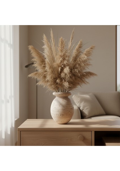 Doğal Traverten Mermerden El Yapımı Saksı – Dekoratif Vazo ve Ev Aksesuarı fırsatları