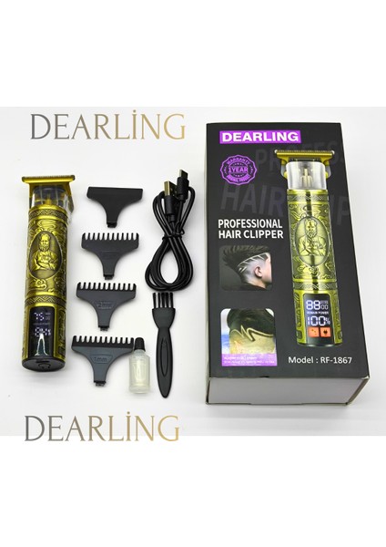 RF-1867 Profesyonel Saç ve Sakal Tıraş Makinesi - Dijital Göstergeli, Retro Tasarım