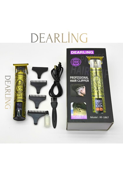 RF-1867 Profesyonel Saç ve Sakal Tıraş Makinesi - Dijital Göstergeli, Retro Tasarım