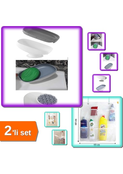 Lotus Sabunluk Çift Kademeli + 8 Cepli Bebek Beşik Düzenleyici - 2li Set D7W8U9