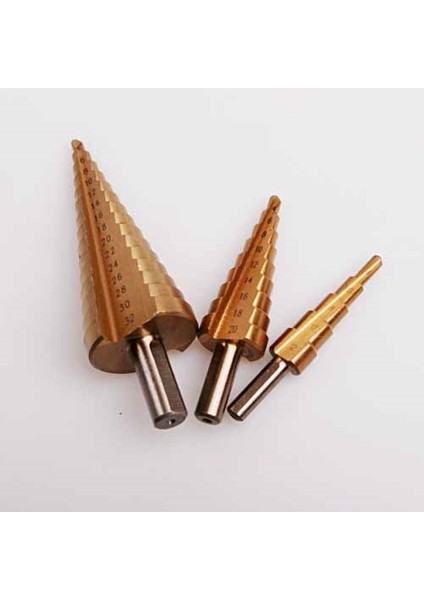 3 Lü Set Matkap Ucu Kademeli Sac Delme Aparatı Hss Titanyum Kaplama (4940) modelleri